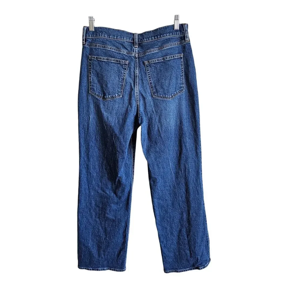 J CREW Women's 29 All Day Jeans Medium Blue Straight Wide Leg 99% Cotton 29 x 29